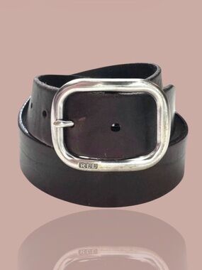 💕RALPH LAUREN Wide Leather Belt SILVER-Tone “RLL” Buckle • DARK BROWN • SMALL